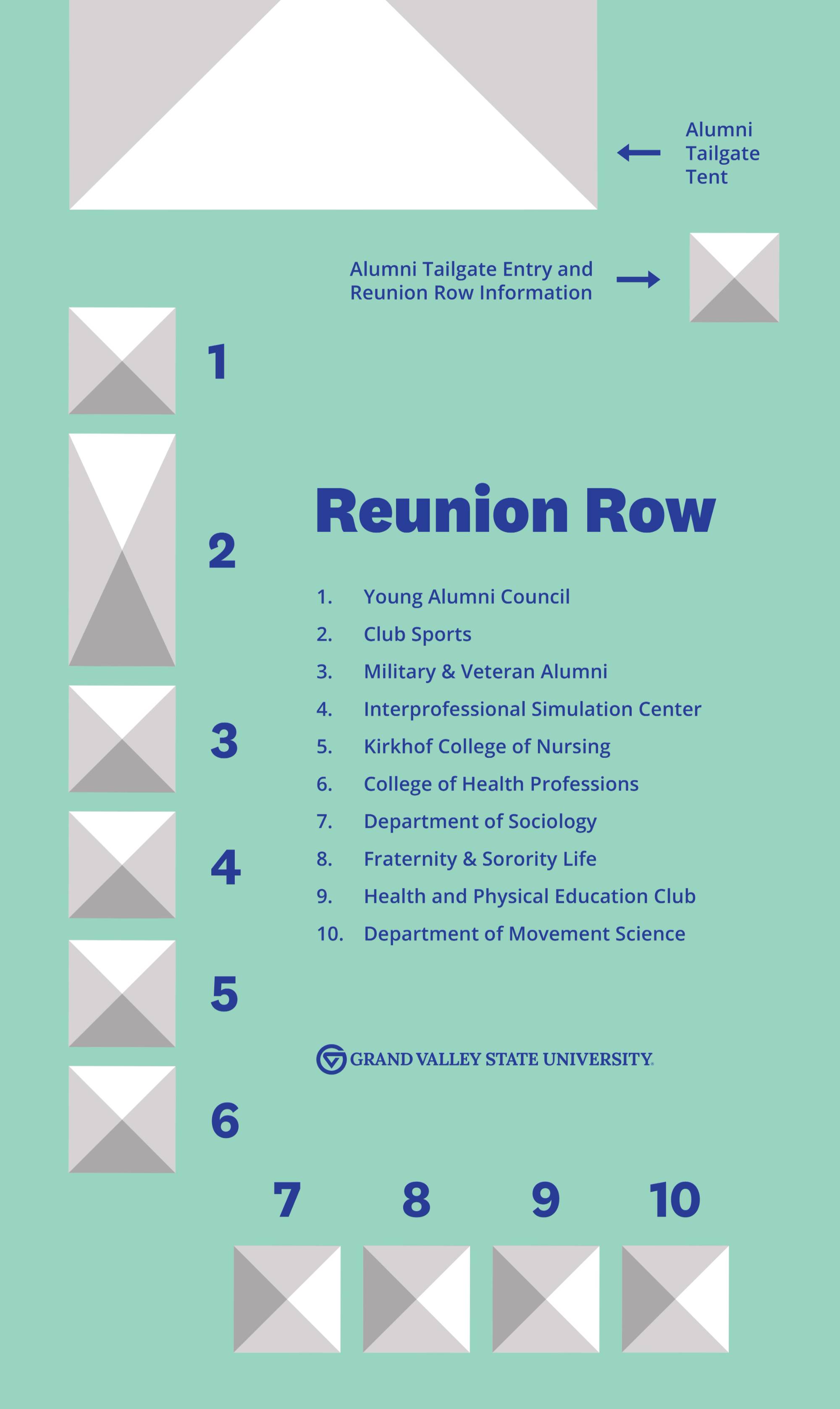 Map showing Reunion Row tent locations